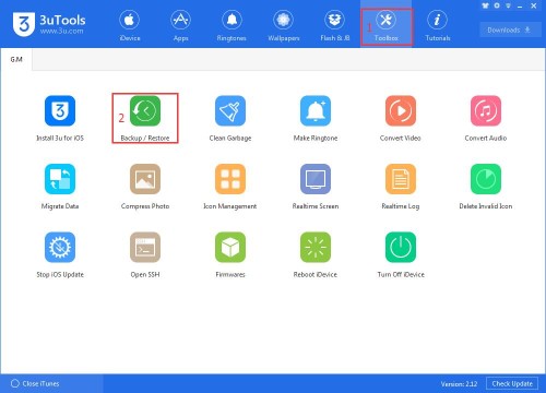 3utools backup functionality