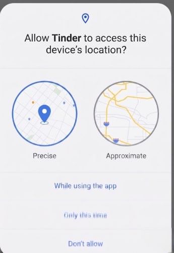 allow tinder location permission while using the app