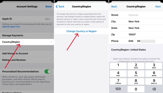 change app store location on iphone