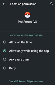 change pokemon go location permission to allow