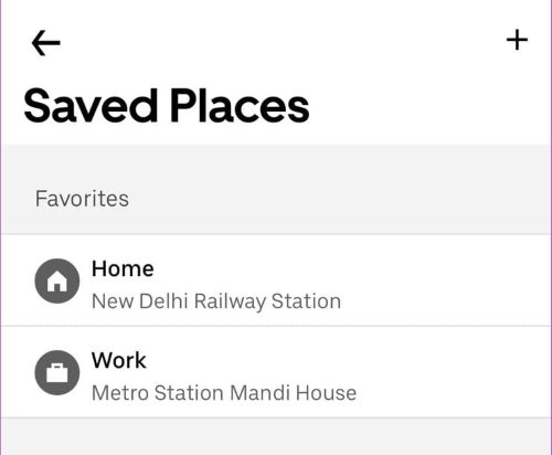 change uber home and work adress
