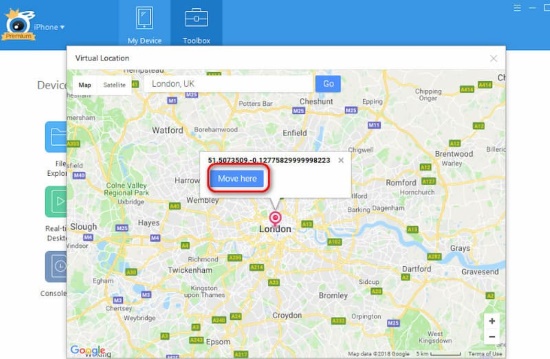 click move here on itools virtual location