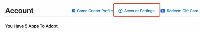 click on account settings in app store on mac