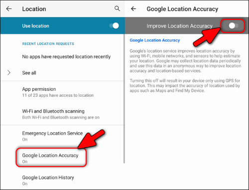 disabling google location accuracy