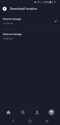 Disney Plus App Settings download location internal or external storage
