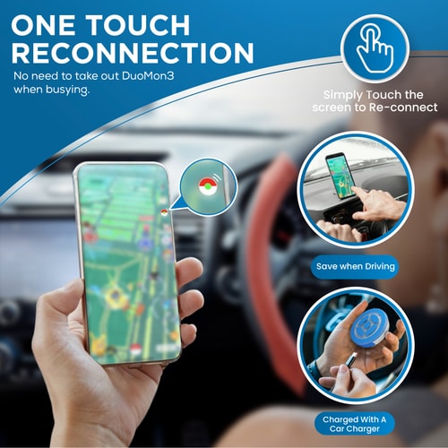 Pokémon GO map on phone while DuoMon 3 auto catcher is connected