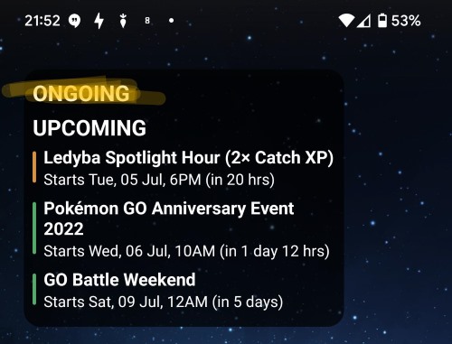 go events widget for android