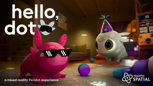 Hello Dot mixed-reality Peridot experience on a VR headset