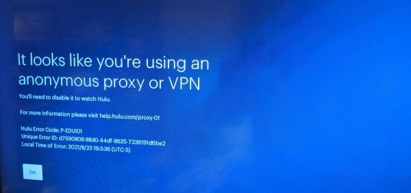 hulu detects using a vpn