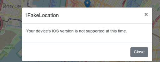 iFakeLocation your device iOS version is not supported error dialog