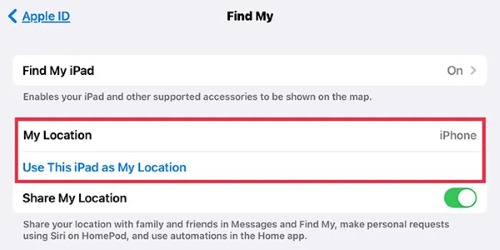 ipad use this ipad as location