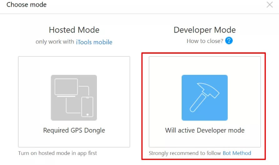 itools stuck at developer mode
