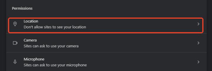 location settings in google chrome