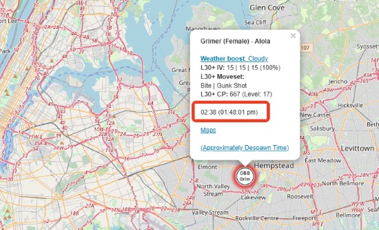 nycpokemap despawn time
