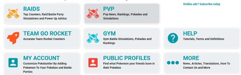 pokebattler main interface