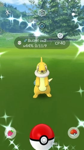 Pokémon GO catch screen with an IV percentage over the Pokémon