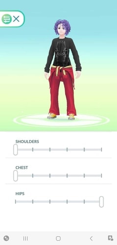 Pokémon GO body customization sliders