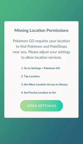 pokemon go missing location permission