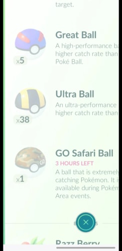 pokemon go safari ball interface