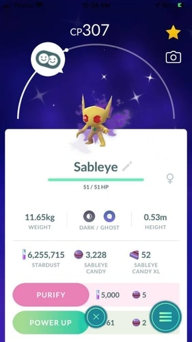 Pokémon GO Shadow Sableye summary with Purify