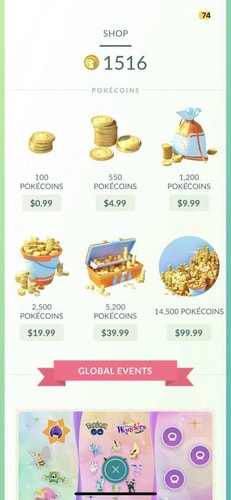pokemon go shop coins