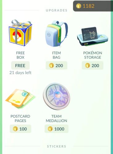pokemon go shop upgrades page