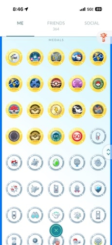 Pokémon GO Trainer Profile Medals Tab
