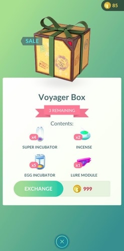 Pokémon GO Voyager Box bundle containing Super Incubators, Egg Incubators, Incense, and Lure Modules
