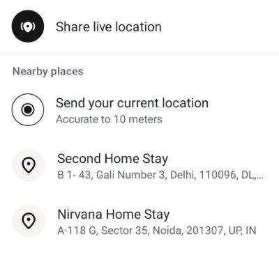 share current whatsapp locationi