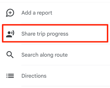 share trip progress on google maps