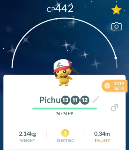 shiny ash hat pichu pokemon go