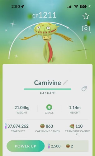 shiny carnivine pokemon go