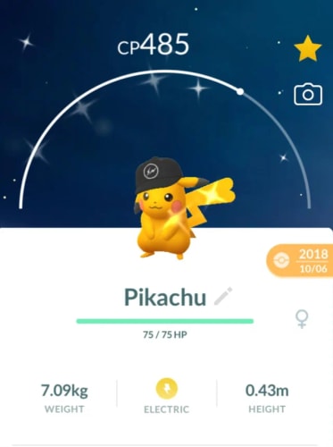 shiny fragment hat pikachu pokemon go