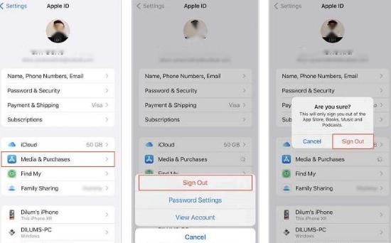 sign out of apple id in apple store
