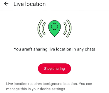 stop sharing whatsapp live location