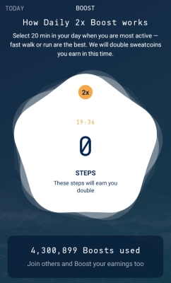 sweatcoin daily 2x boost