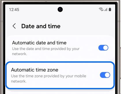 turn on automatic time zone
