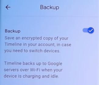 turn on google timeline backup