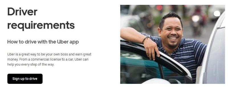 uber driver requirements page