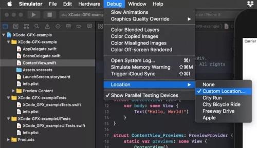 xcode debug menu