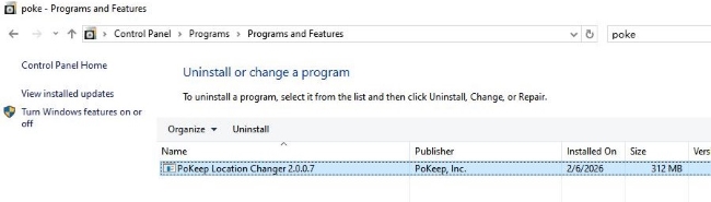 uninstall PoKeep Windows